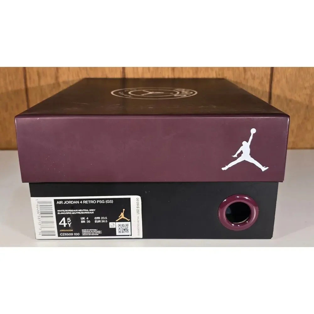 Nike Air Jordan 4 Retro PSG GS Shoe Box CZ6509-100 Size 4.5Y Bordeaux BOX ONLY